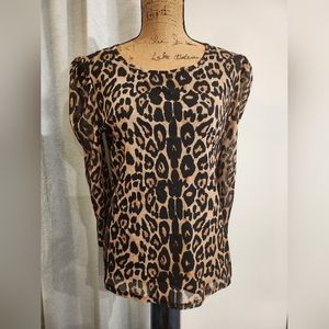 I*N*C International Concepts Leopard Blouse Size L